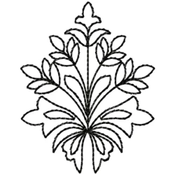 4X4 Black Outline Floral Machine Embroidery
