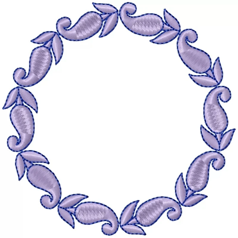 4x4 Circle Flora Frame Embroidery Design