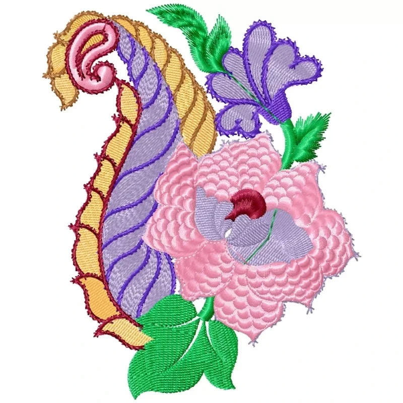 Abstract Paisley Floral Embroidery Design