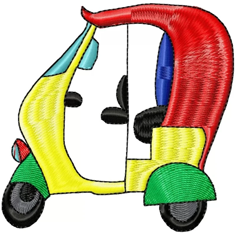 Auto Rickshaw Embroidery Design