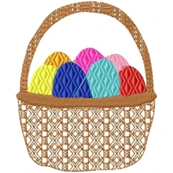Basket Filled Of Easter Eggs Embroidery Design