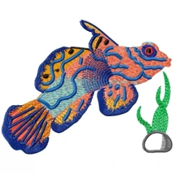 Beautiful  Blue Mandarinfish Embroidery