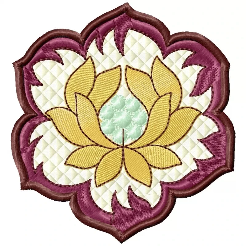 Beautiful 4x4 Lotus Floral Machine Embroidery