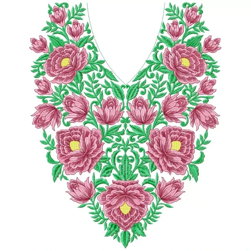 Beautiful Floral Neckline Design