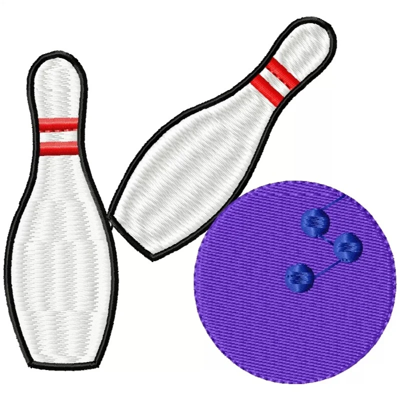 Bowling all with Pins Embroidery Design