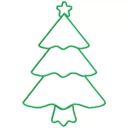 Christmas Tree Outline With Star Stain Border Embroidery Design