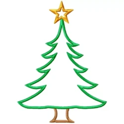 Christmas Tree With Star Embroidery Design