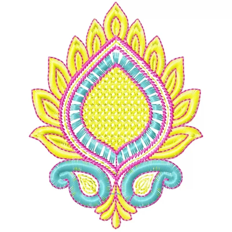 Colorful Butta Paisley Embroidery Design