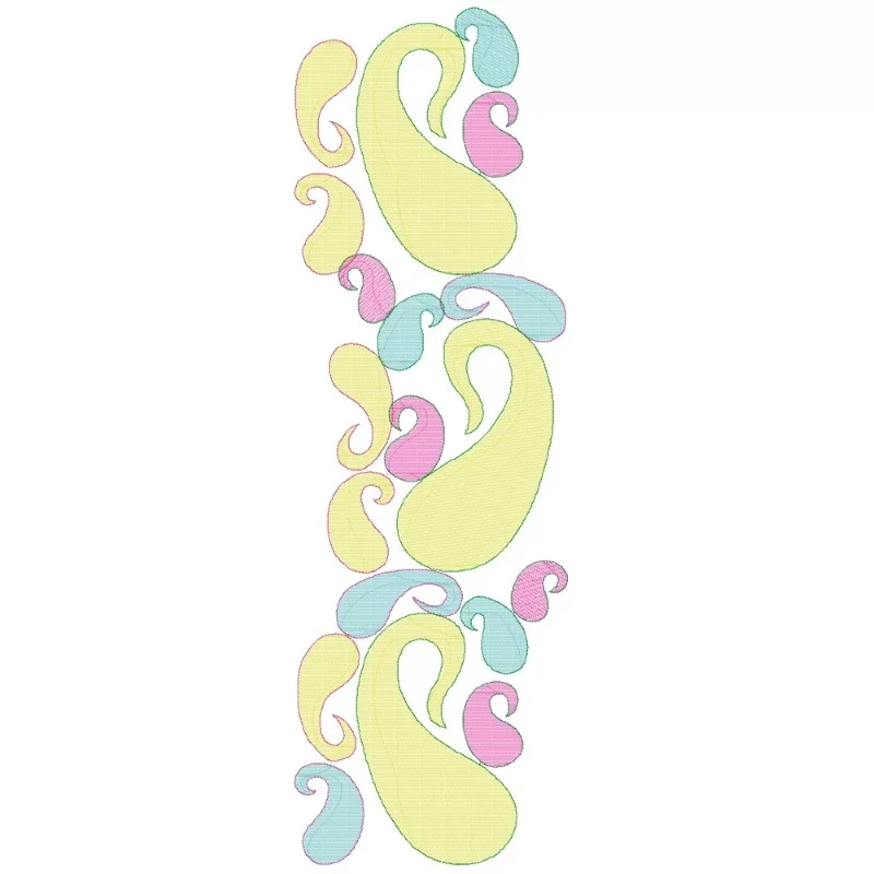 Colorful Filled Paisley Allover Embroidery Design