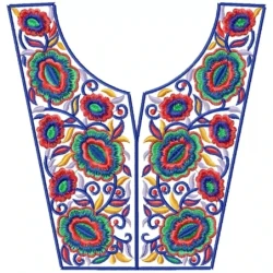 Colorful Floral Indian Neckline Embroidery Design