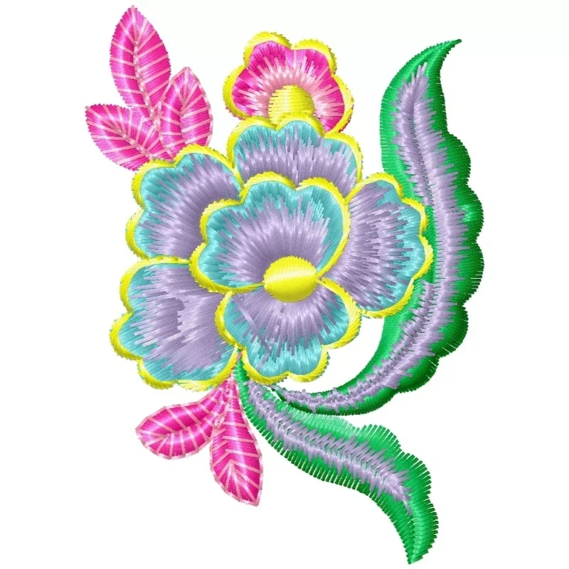 Colorful Flower Decor Machine Embroidery Design