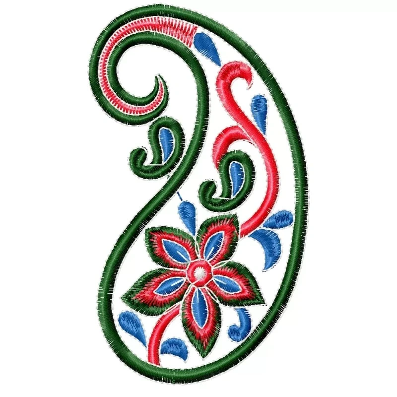 Colorful Flower Paisley Embroidery Design