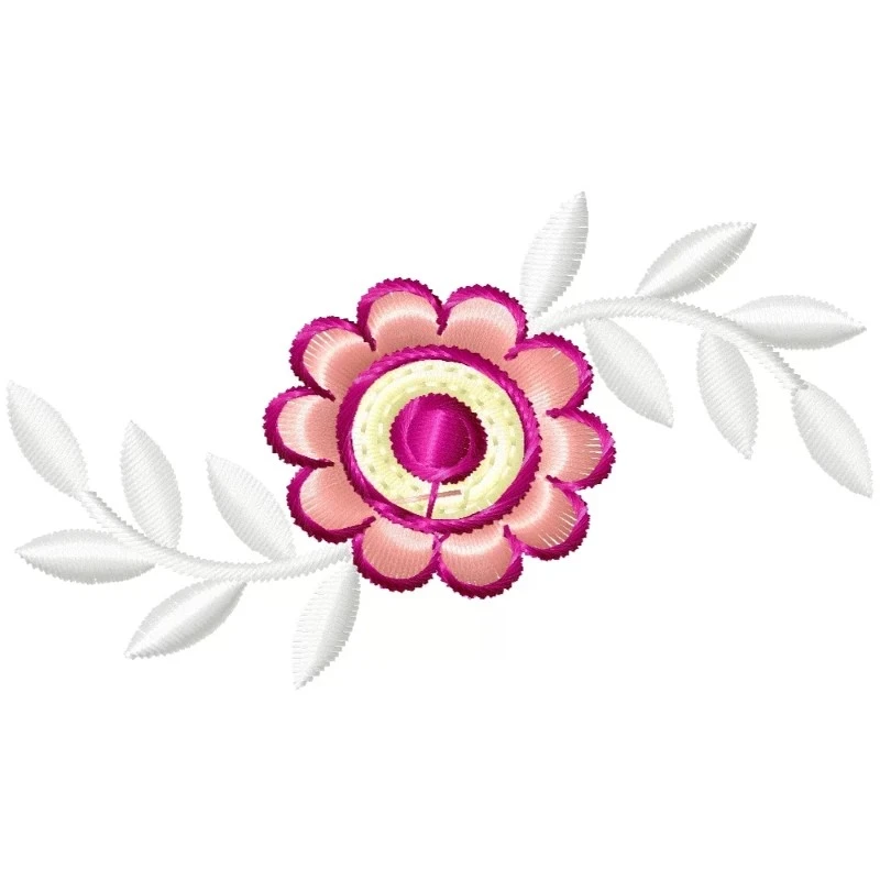 Colorful Flower With Leaf Embroidery Freebie Design