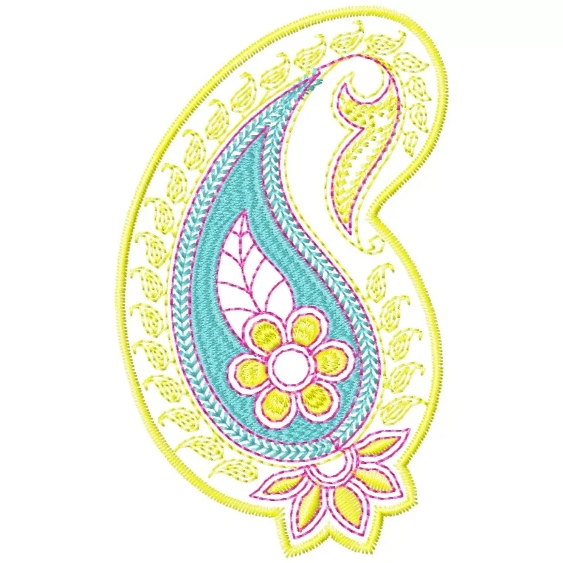 Colorful Mango Paisley Machine Embroidery Design