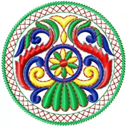 Colorful Motif Filled Circle Embroidery Design