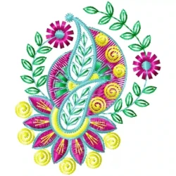 Colorful Paisley Embroidery Floral Design