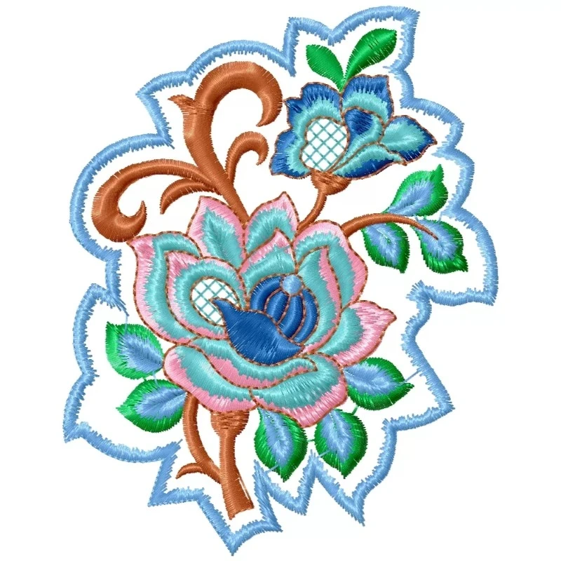 Colorful Rose Patch Embroidery Design