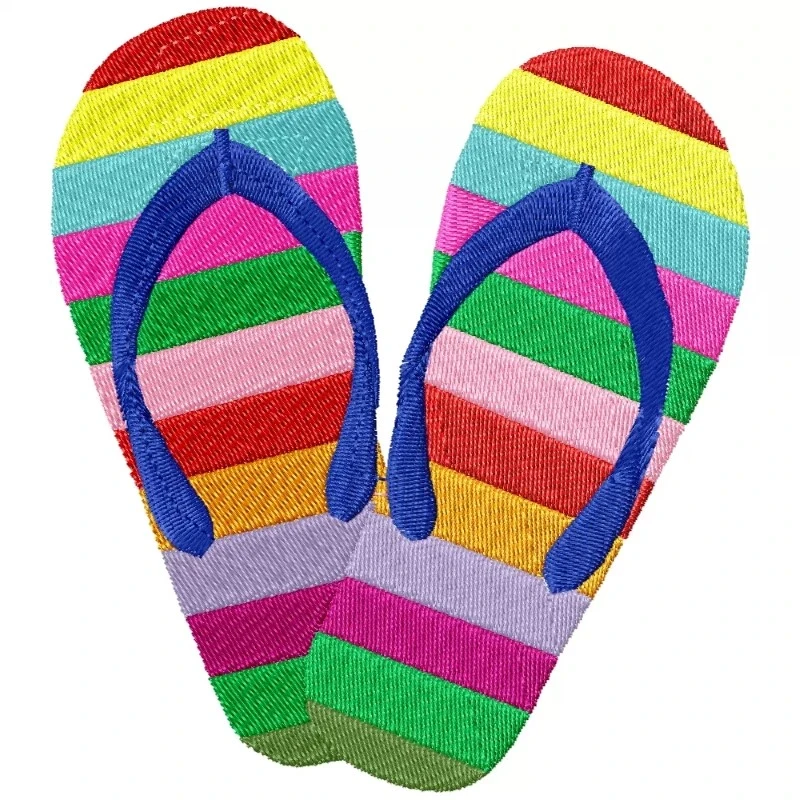 Colorful Slipper Flip Flop Embroidery Design