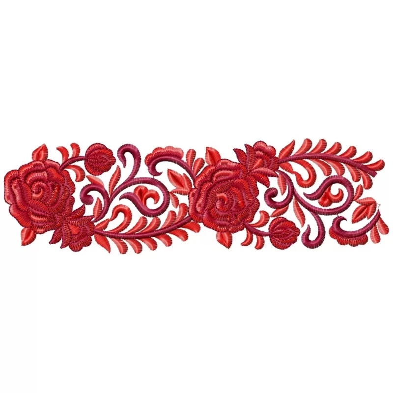 Continous Rose Embroidery Border Pattern