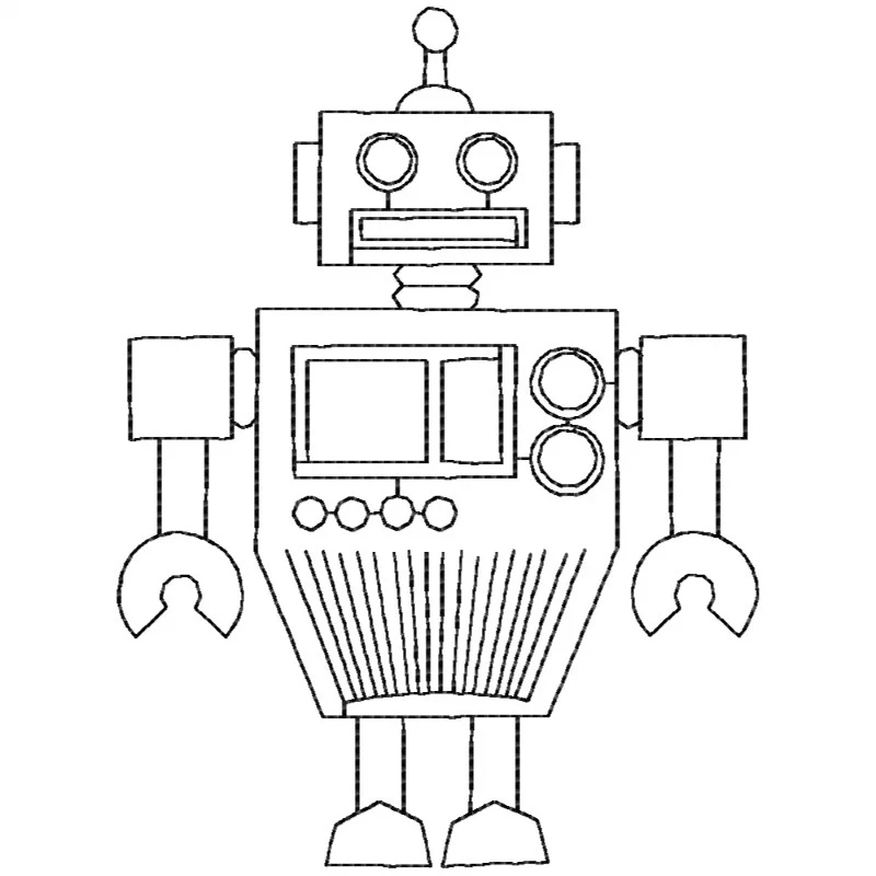 Digital Retro Robot Machine Embroidery Design