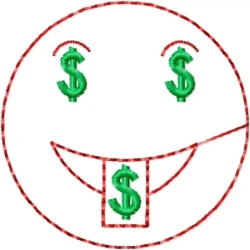 Dollar Money Mouth Eye Emoji Embroidery Design