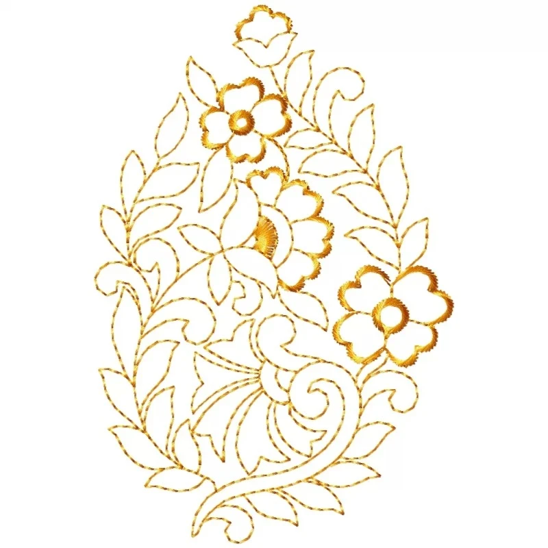 Floral Outline Work Embroidery Design