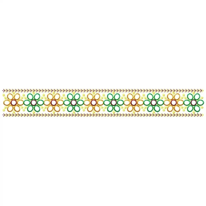 Flower Outline Border Embroidery Pattern Design