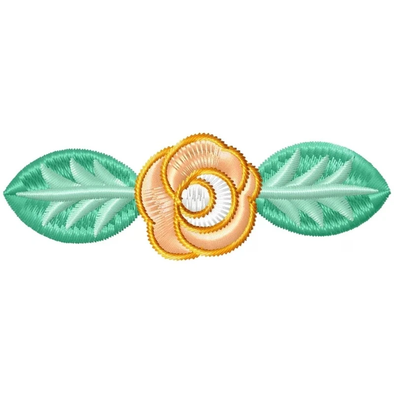 Flower With Two Leave Embroidery Design