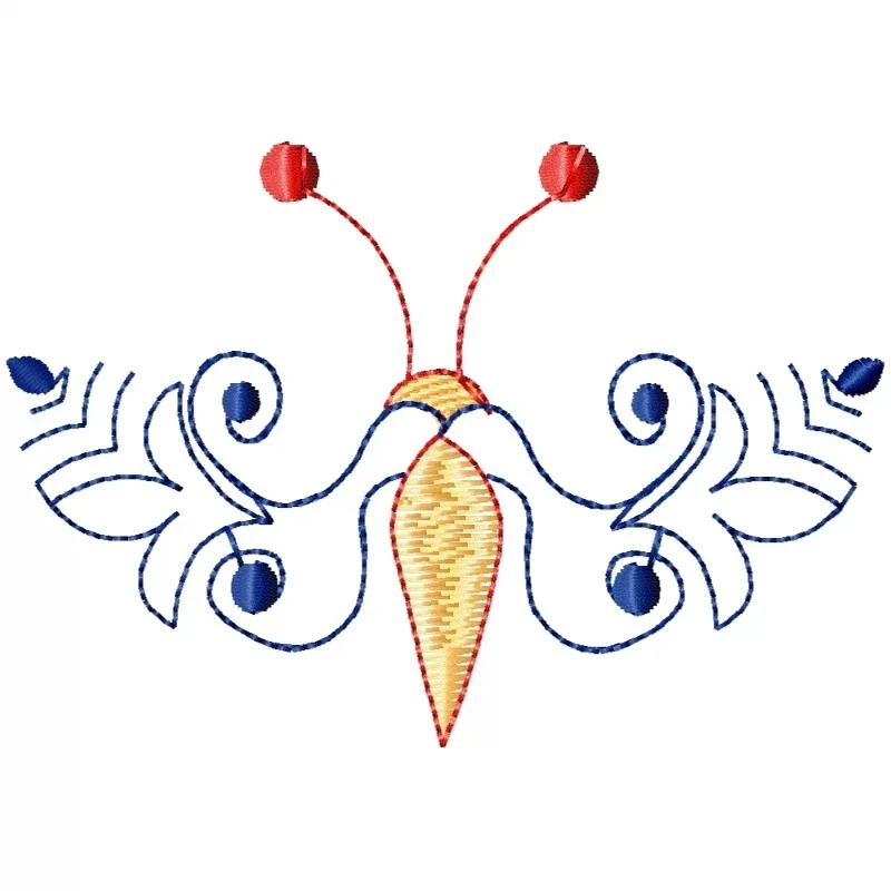 Flying Insect Flora Embroidery Design
