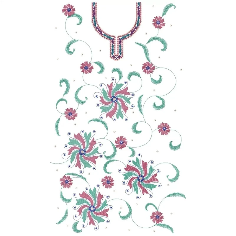 Full Embroidery Pattern Dress Design