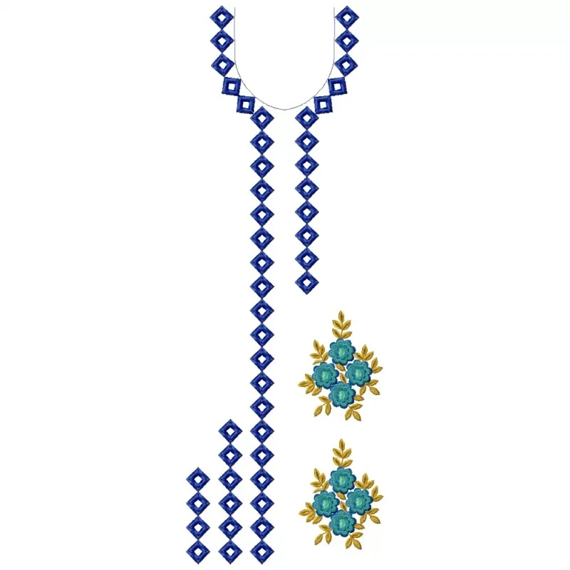 Full Kurti Dress Neckline Machine Embroidery Design