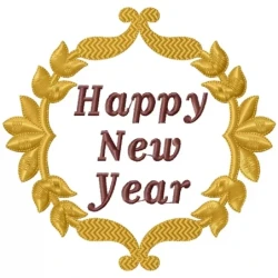 Happy New Year Quote With Flora Embroidery
