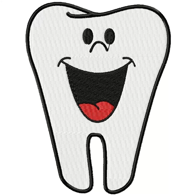 Happy Similing Tooth Face Embroidery Design