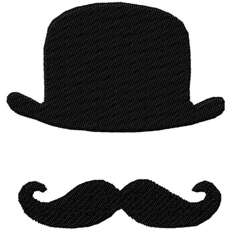 Hat and Moustache Embroidery Design