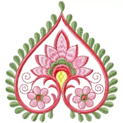 Heart Floral Machine Embroidery Design