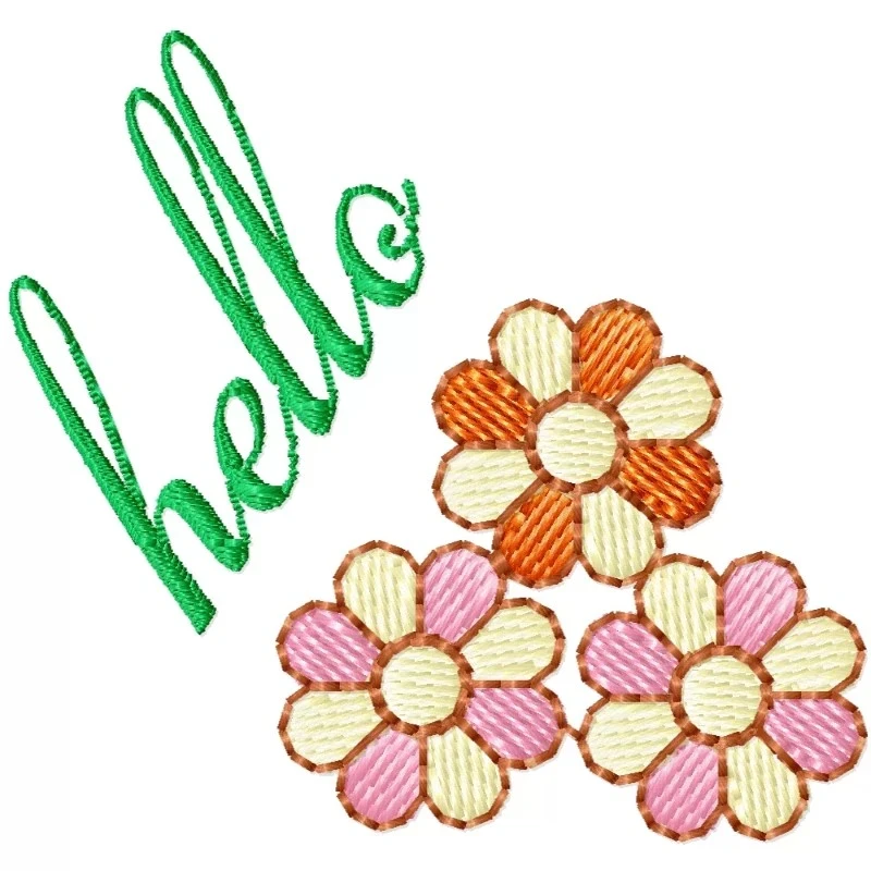 Hello Small Flowers Embroidery Design