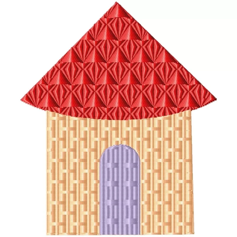 House Hut Embroidery Design 4x4