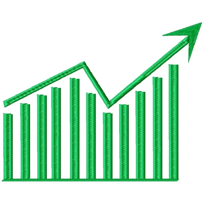 Increasing Bar Graph Embroidery Design