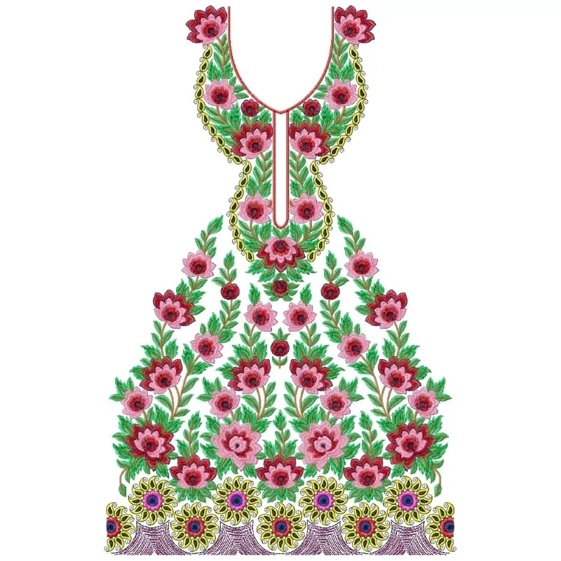 Indian Full Dress Floral Embroidery Pattern