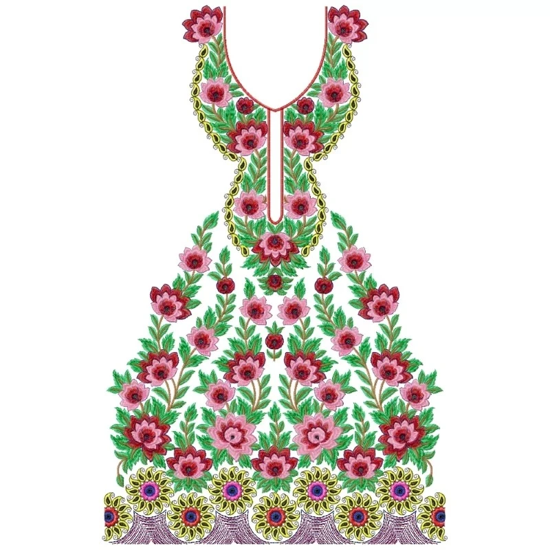 Indian Full Dress Floral Embroidery Pattern 