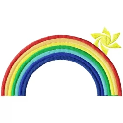 Kids Rainbow With Sun Embroidery Design