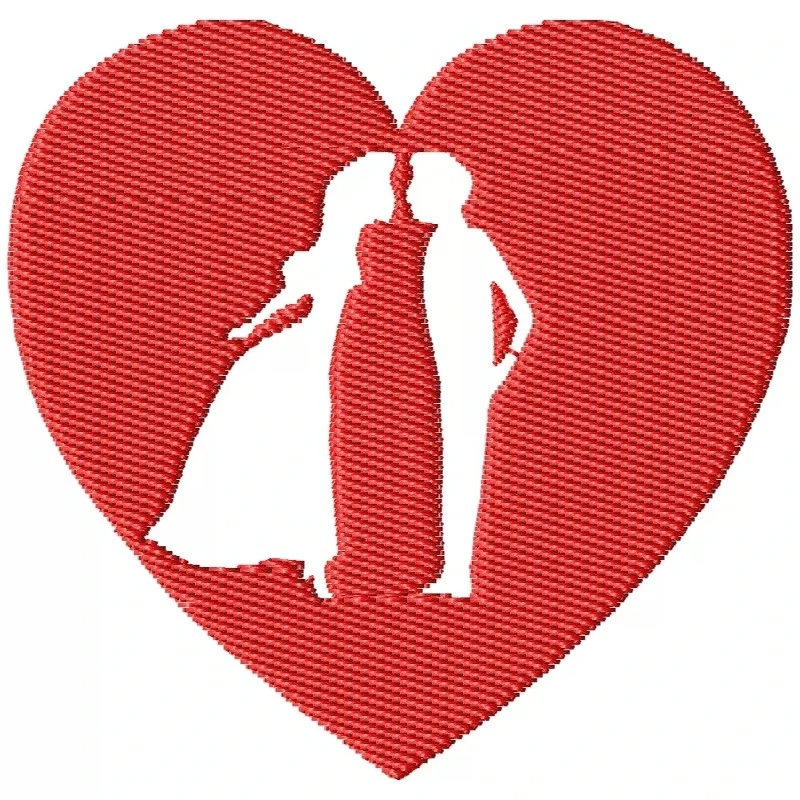 Kissing Valentine Couple Embroidery Design