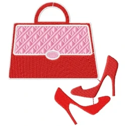 Lady Purse And Shoes Embroidery Design