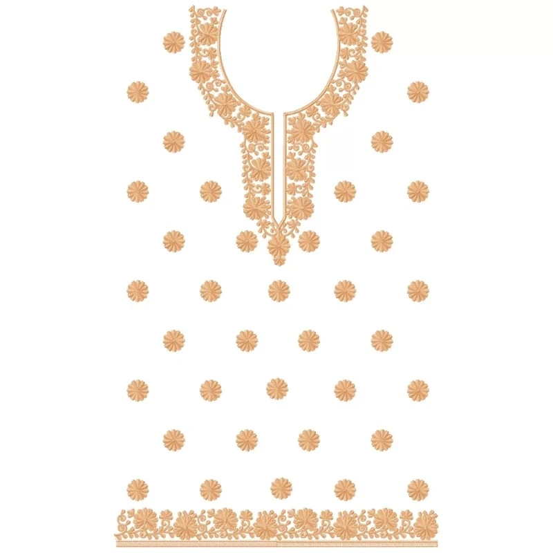 Large Complete Embroidery Dress Design With Neckline