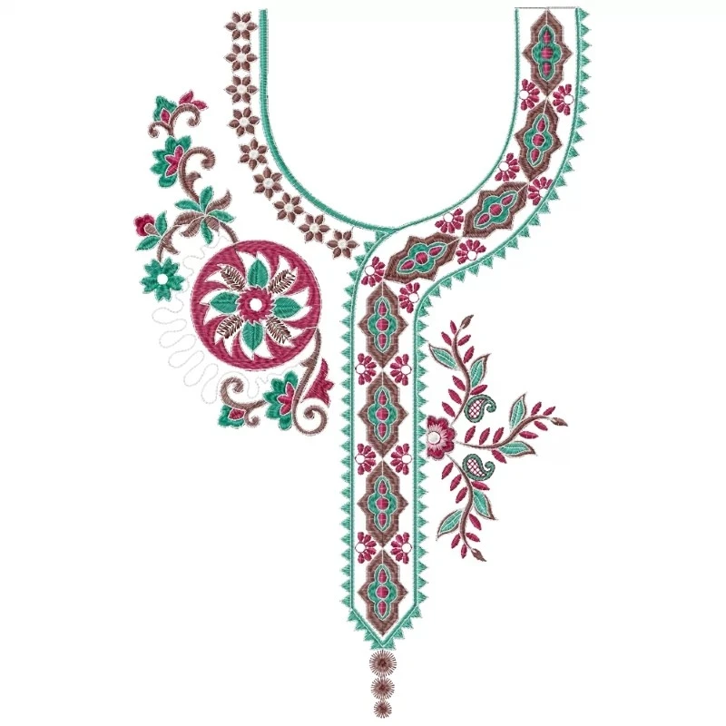 Large Indian Neckline Embroidery Design