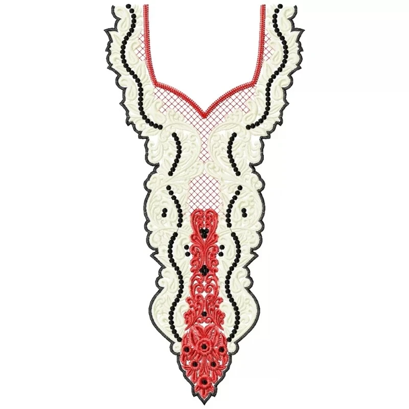 Large Neckline Machine Embroidery Dress Design