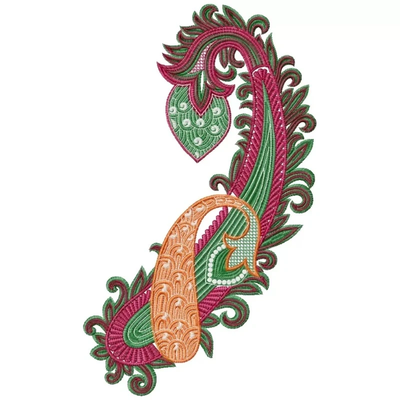 Large Paisley Floral Patch Machine Embroidery Design