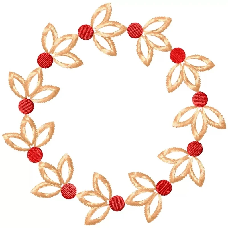 Laurel Wreath Circle Flora Machine Embroidery Design