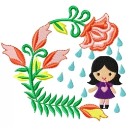 Raining In Flower Floral Machine Embroidery Design