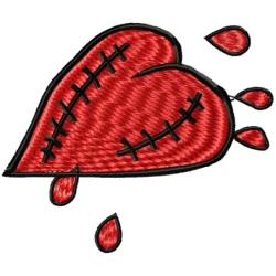 Red Broken Heart Embroidery Design